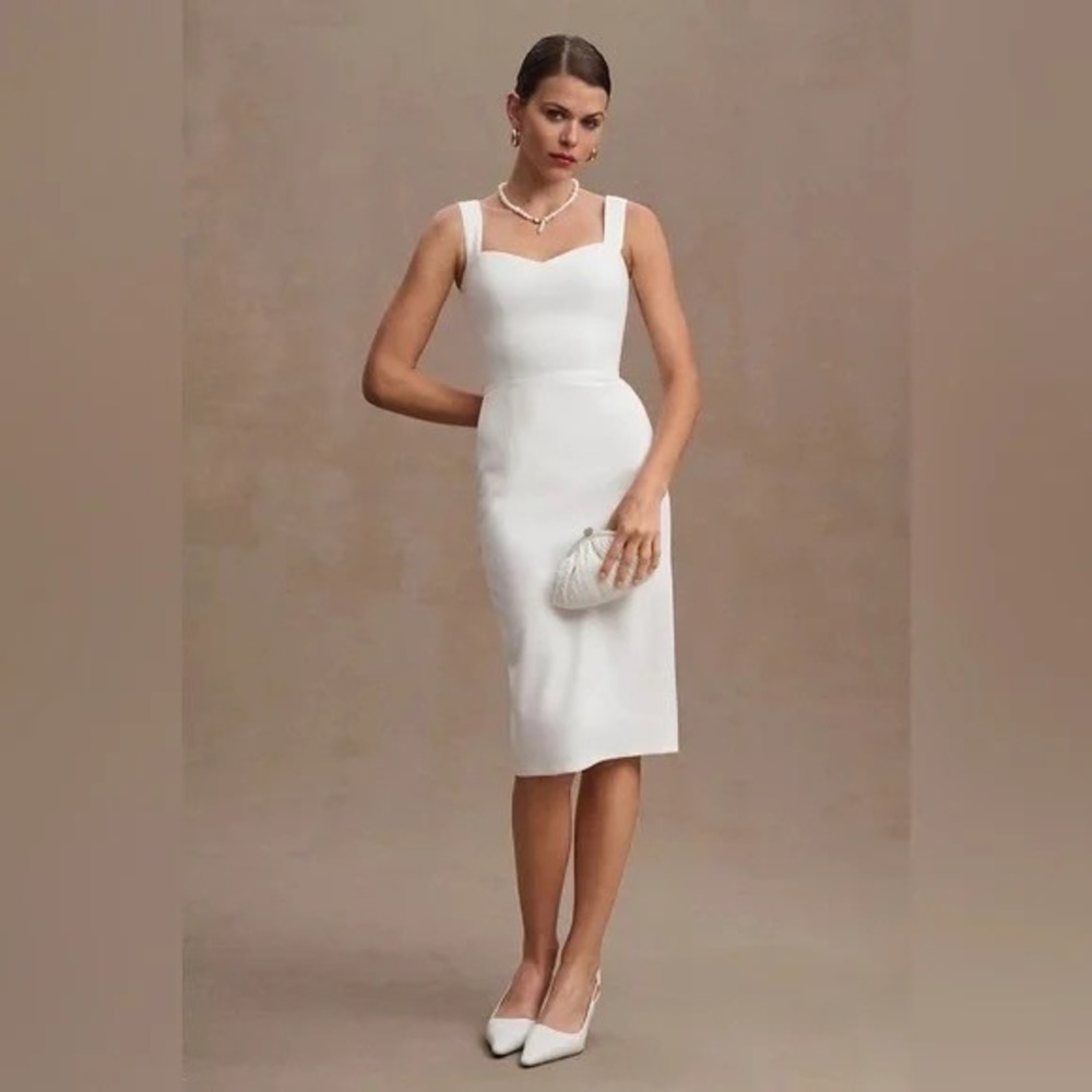 Dress‎ The Population White Sweetheart Midi Dress XL Bridal Cocktail Bodycon
